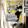 Name Custom Mob Psycho 100 Wall Tapestry Aesthetic Wall Hanging Printed Fabric Blanket Decorative Tapestries for Bedroom Living Room Home Decor