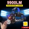 9900LM Headlamp T6 Wick Powerful Head Light Zoomable Lamp IR Sensor Head Lamp 3 Modes Lantern Adjustable Head Flashlight