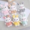 Cute Rabbit Keychain Cartoon Plush Key Ring Girls Backpack Pendant Decoration