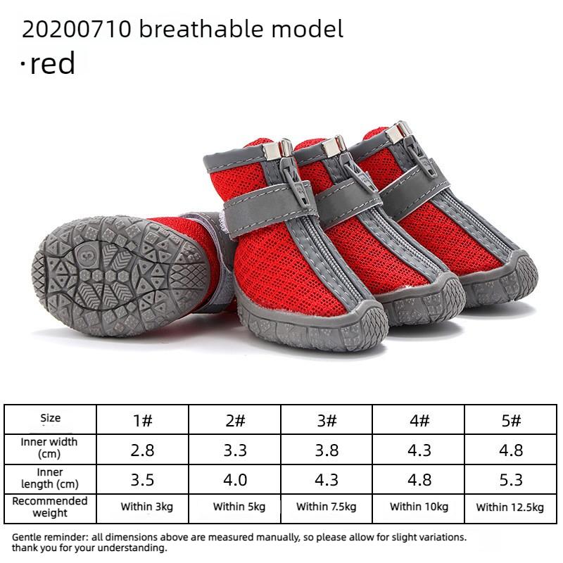 Non-Slip Dog Shoes Reflective Straps Breathable Pet Boots Outdoor Wear-resistant Paw Protectors for Small Dogs Pet Products