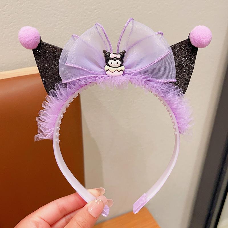 Plastic Sequined Headband Hair Clasp for Little Girls Cute Cartoon Sweet Style Crown Princess Design Birthday Baby Shower