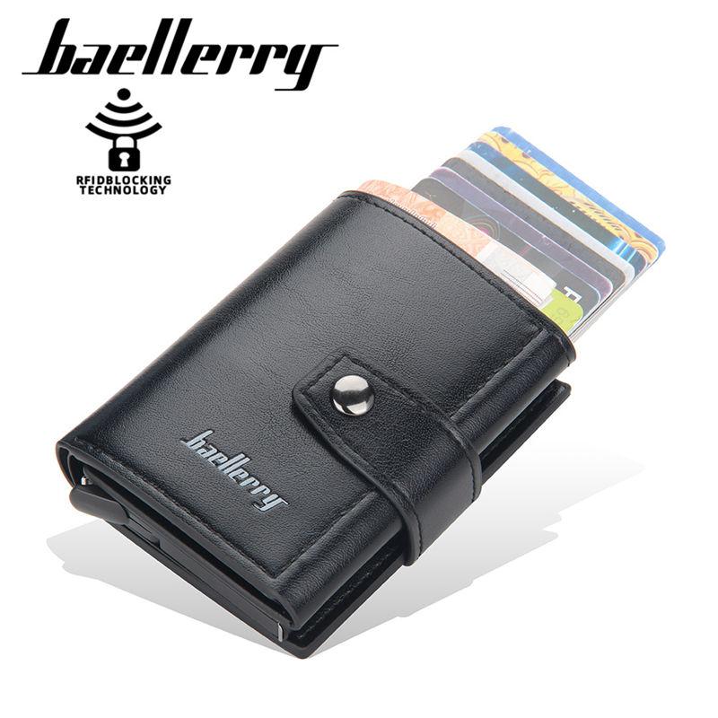 Baellerry Мужской держатель для кредитных карт RFID Алюминиевый бокс Держатели для банковских карт Кошелек с зажимом для денег Винтажный дизайн