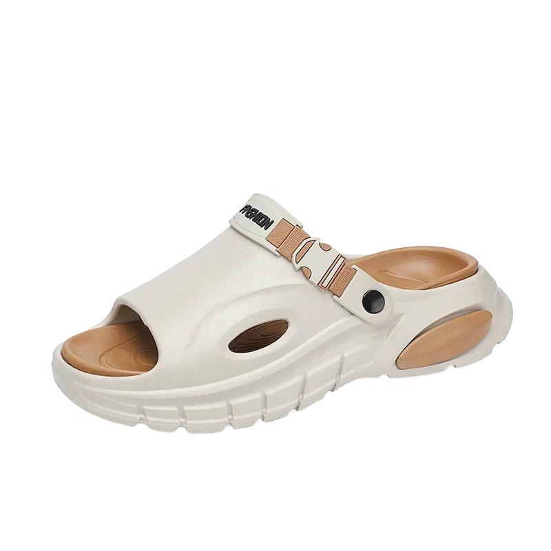 Fashion Men's Summer Thick Bottom Sandals Outdoor Wear Anti-Slip Beach Slippers Comfortable Two-Purpose EVA Material Botas Para Hombre