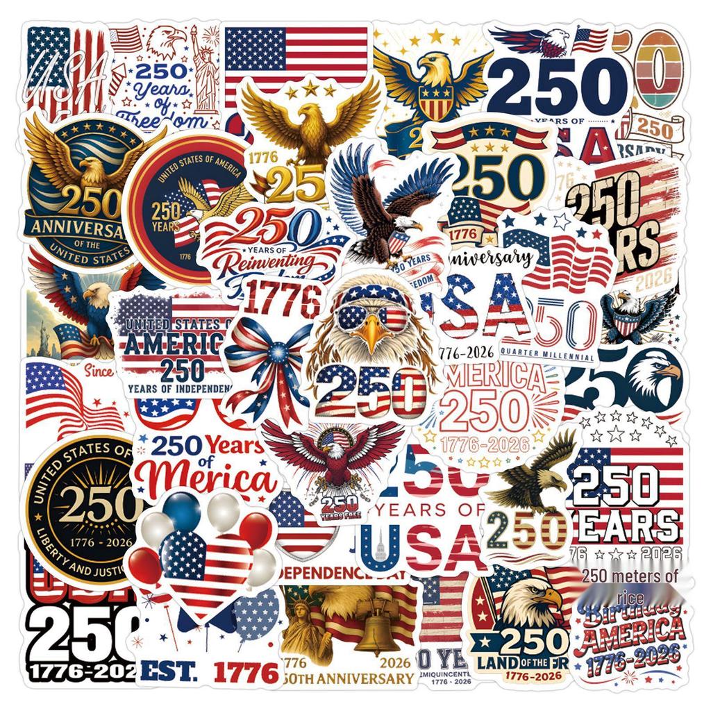 110 Sheets Cartoon 250th US Anniversary Waterproof Stickers for Decoration - Suitable for Water Cups, Mobile Phones, Computers, and Stationery.