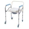 Bedside Commode Chair with Brake Wheels Carbon Steel Foldable Adjustable Height Multifunctional Toilet Chair