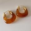 1 Pair Resin Earrings All-match Decorative Glossy Retro Stud Hook Hoop
