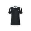 Женская футболка-поло с коротким рукавом, вязаная, цветной блок, для гольфа, топ, глубокий черный A11W415103F-BK