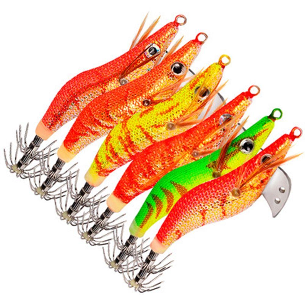 2.0# 2.5# 3.0# Jigs Luminous Lifelike Squid Hook Wood Shrimp Lures Octopus Bait Fishing Tackle