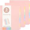 24 Plastic Binder Dividers with 8 Tabs – 3 Sets of Pastel Dividers for 3 Ring Binder, with Colorful Stickers, Letter Size