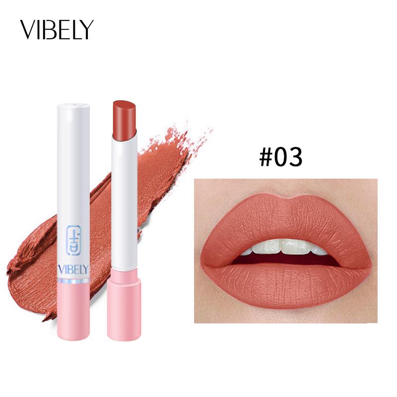 VIBELY Matte Non-Stick Lipstick Single Small Fine Lipstick Pink