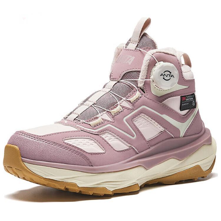 New Anta Slip Resistant Warm High Top Casual Shoes Women's Purple Pink 122518965-3