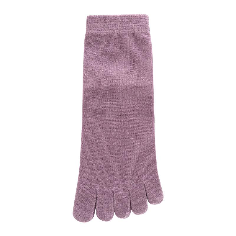 1 пара однотонных хлопковых носков с пятью пальцами, женские носки, осенне-зимние дышащие носки