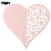 50pcs Heart Shape Wedding Hollow Name Place Cards For Wine Glass Table Decoration(Pink)