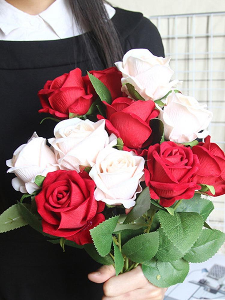 5 шт. искусственные цветы шелковая роза длинный стебель букет для свадьбы украшения дома искусственные цветы DIY венок поставки аксессуары