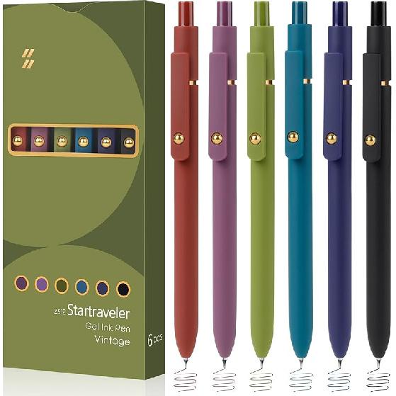 FIOVER Colored Pens, 6 Pack Colorful Gel Pens, Quick-Dry 0.7mm Medium Point for Journaling, Note Taking, Doodling, Aesthetic Office School Supplies,
