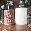3D Christmas Tree Elk Relief Cylinder Candle Silicone Mold Merry Christmas Letter Snowflake Cylinder Candle Molds Christmas Gift