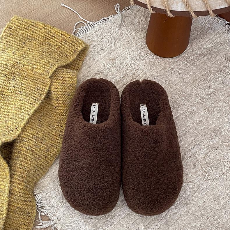 Модные бежевые суперпопулярные тапочки на толстой подошве для женщин, новинка осени и зимы 2025 года, хлопковые тапочки на мягкой подошве