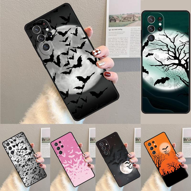 Vampire Bats Full Moon Halloween soft Phone Case For Samsung Galaxy note 10 pro S26 S25 S24 S23 S22 Ultra Plus S21 FE S20 Cover