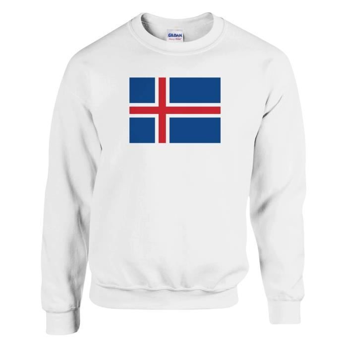 Толстовка - PIXELFORMA - Drapeau de l'Islande - Blanc - Manches longues - Mixte
