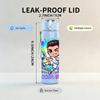 1PC Colorful Soccer Boy Character Art 750ml Color Plastic Sports Water Bottle Leakproof Flip Straw Lid Suitable for Sports Office Home Use