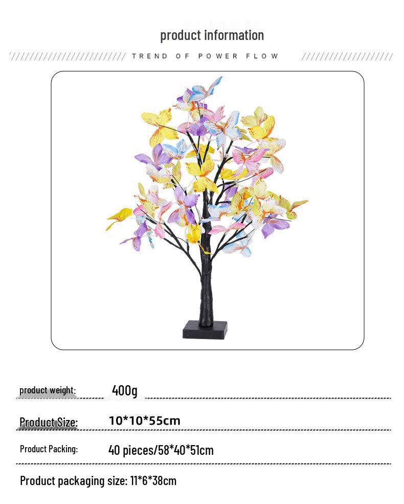 Светодиодная береза с бабочками - Красочное рождественское украшение