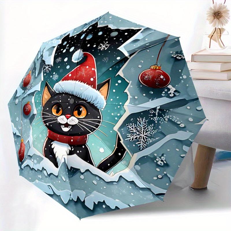 1pc Christmas Cat Automatic Open/close, All-Season Portable Folding Umbrella for Friends, Travel, Everyday yy250812234