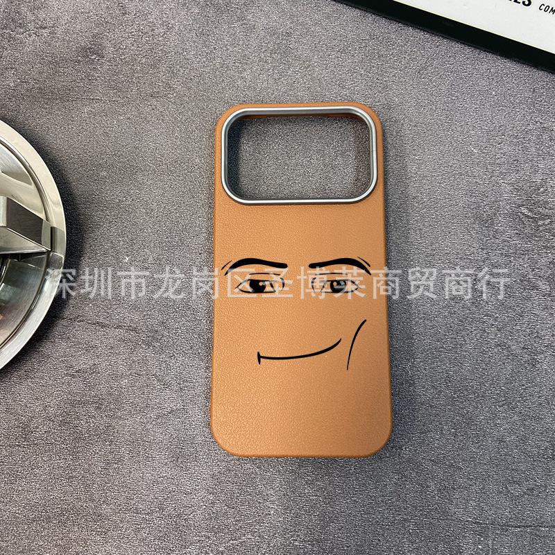 Выражение лица смайлик применяется к чехлу для мобильного телефона iPhone17promax Apple 16 полноразмерный 15 противоударный 13 защитный чехол с кожаным рисунком