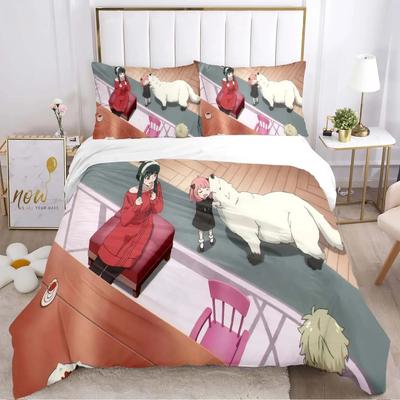 Горячий 3D-печать Японский аниме Комплект постельного белья, Spy X Family Комплекты пододеяльников Наволочки Для Девочек Мальчиков Подарок