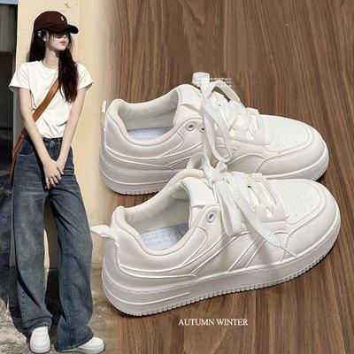 Трендовые женские кроссовки на все сезоны в корейском стиле 2024: Оригинальные белые спортивные туфли в студенческом стиле