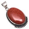 Pendant Red Sunsitara Gemstone Handmade Silver Jewelry 1.75"