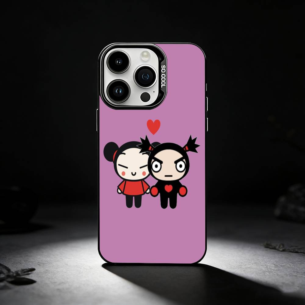 Pucca Cute Love Phone Case For iPhone 17,16,15,14,13,12,11 Plus,Pro Max,XS,Colored silver phone case