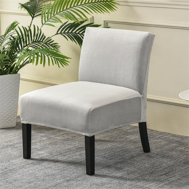 Velvet Armless Chair Cover Solid Single Sofa Slipcover Nordic Accent Stretch Chair Covers Elastic Cheap Couch Protector Cover