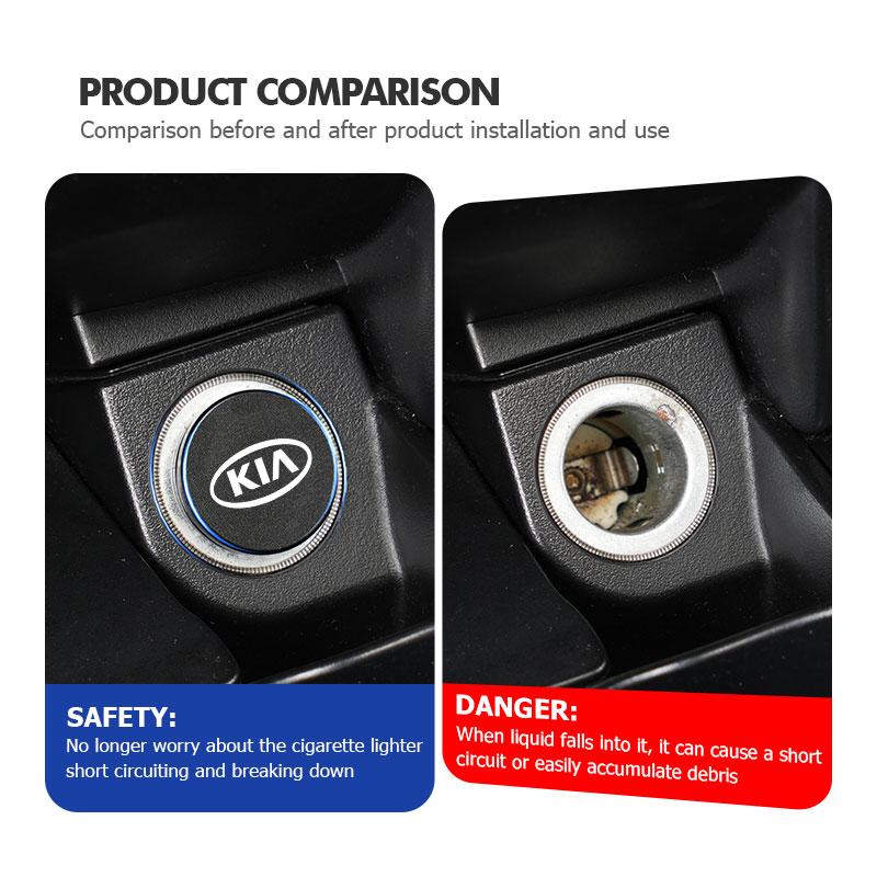 Car Logo Cigarette Lighter Dust Proof Plug Cover Cigarette Lighter Button For KIA K5 K2 Rio Optima Sportage Venga Sorento Stonic pzce30