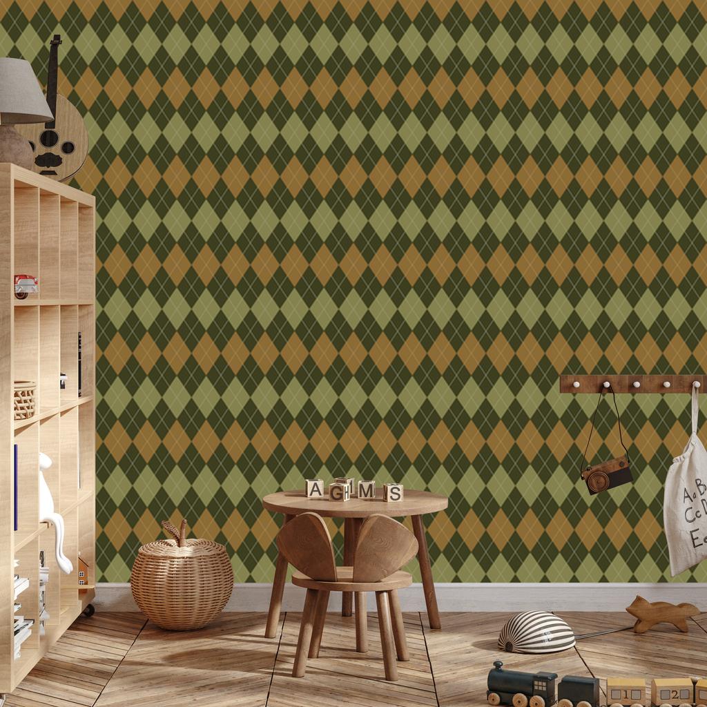 Autumn Plaid Wallpaper Yellow and Gold for Living Room and Bedroom 50x1000