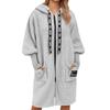 Women's Loose Casual Drawstring Zipper Hooded Warm Lambskin Long Coat