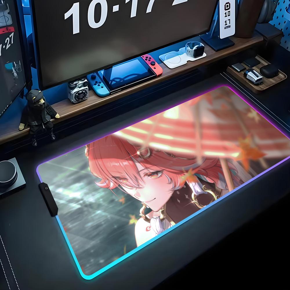 Chang li Коврик для мыши RGB Игровой коврик для мыши Большой светодиодный коврик Настольный коврик для ПК Светящийся коврик для мыши Большие коврики для клавиатуры Настольный ковер с подсветкой
