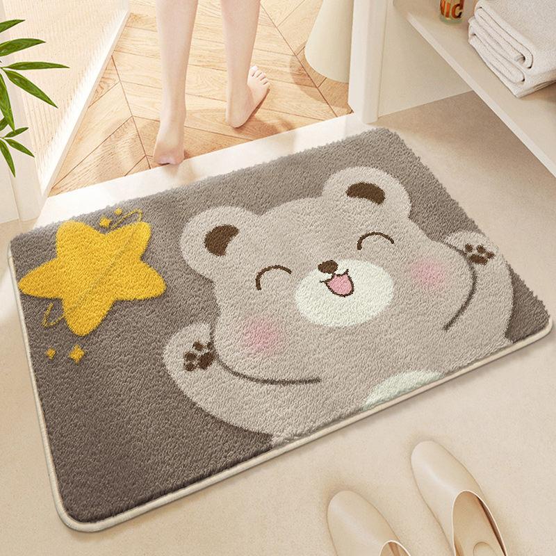 Bathroom Absorbent Floor Mat, Toilet Door Dirt-resistant Non-slip Foot Mat, Bathroom Carpet Cartoon Bedroom Household Floor Mat