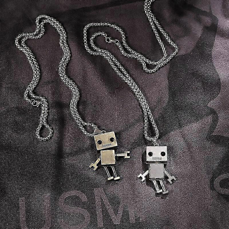 Hip Hop Robot Necklace, Unisex Couple Necklace, Retro Trend, Bronze