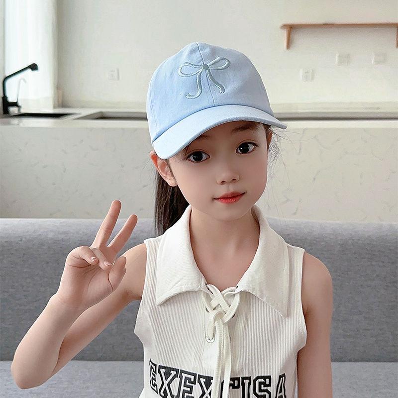 Girls Can Tie A Ponytail Hat Spring and Autumn Baseball Cap Children's Embroidered Fashionable Baseball Cap Girls Simple and Versatile Sun Protection