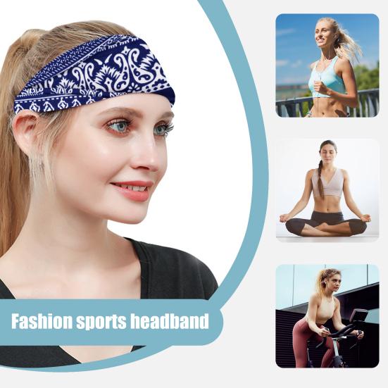 Повязка на голову в стиле бохо с ретро-узором, широкая, высокоэластичная, впитывающая пот, с принтом