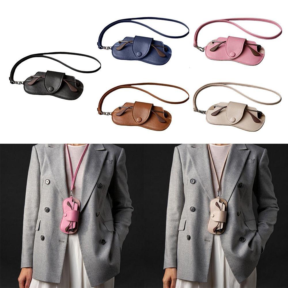 Однотонный чехол для солнцезащитных очков из ПУ кожи, подвесной держатель для солнцезащитных очков, аксессуары для очков