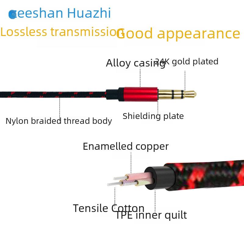 Нейлоновый плетеный 3,5 мм AUX аудиокабель «папа-папа» для автомобильных и мобильных гарнитур