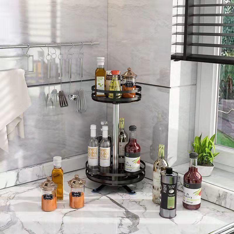 Вращающаяся на 360 градусов полка для специй, многоуровневые банки для специй, поднос для хранения приправ, многофункциональная полка для хранения в ванной комнате, кухонный органайзер