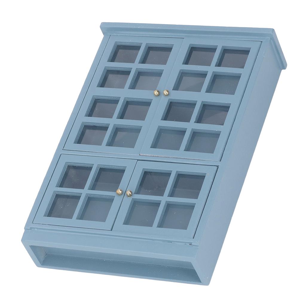 1:12 Scale Dollhouse Furniture Cabinet Dark Blue Miniature Wooden Dollhouse Bookshelf