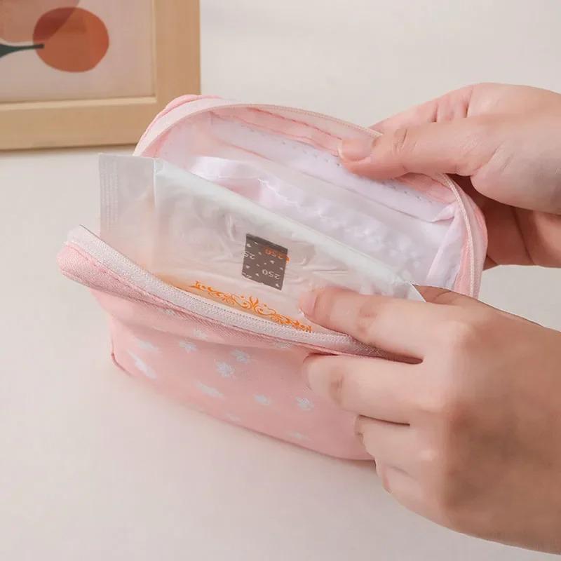 Женщины Девочки Kawaii Салфетка Гигиенические прокладки Сумка-органайзер Косметичка Сумки для тампонов Милые дорожные гаджеты Сумка для хранения помады