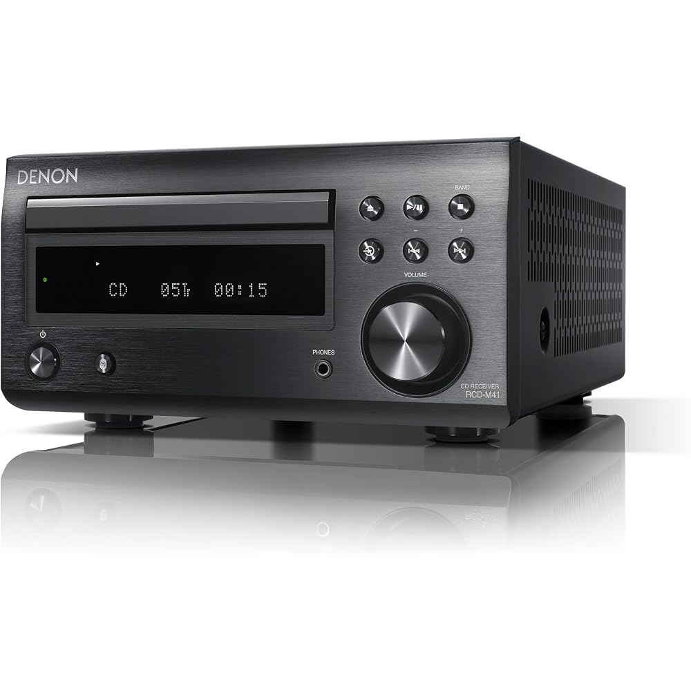 Denon RCD-M41 Wide FM AM/FM Radio Tuner with Discrete Amplifier, Bluetooth® Compatible CD Receiver, Black (RCD-M41K)