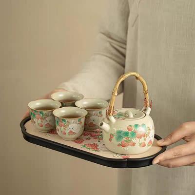 Подъемный горшок для печи Ru Kiln с балкой для кунг-фу, чайный набор для офиса, дома, отеля, набор для заваривания чая, поднос для сухого заваривания