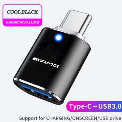 1 шт. Мини-конвертер-адаптер для зарядки автомобиля Type-C на USB 3.0 с логотипом AMG для Mercedes Benz AMG A B C E G CLA W211 W203 W204