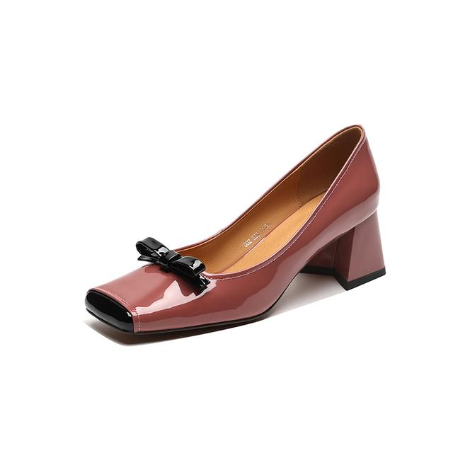 Весенние женские туфли-лодочки из лакированной кожи, женские туфли с квадратным носком на массивном каблуке, туфли на высоком каблуке в стиле ретро