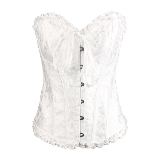 Women Corset Tops Off Shoulder Lace Bow Tie Design Regular Fit Shapewear Perfect Figure Lace-up Waist Trainer